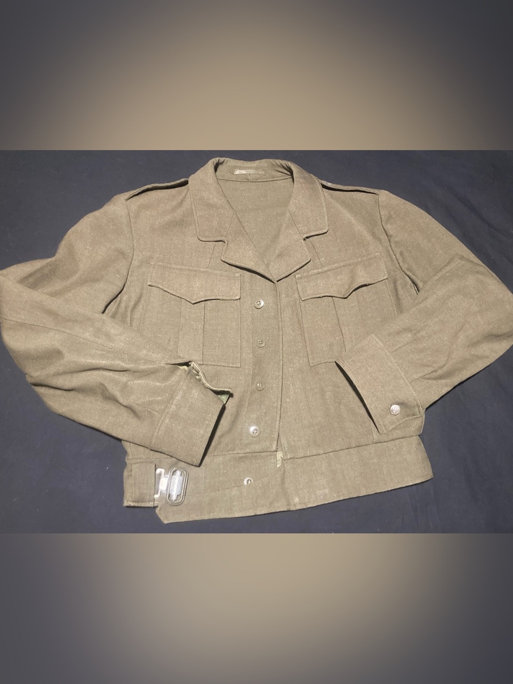 Vintage 1969 Men's Olive Military Bomber Wool Jacket